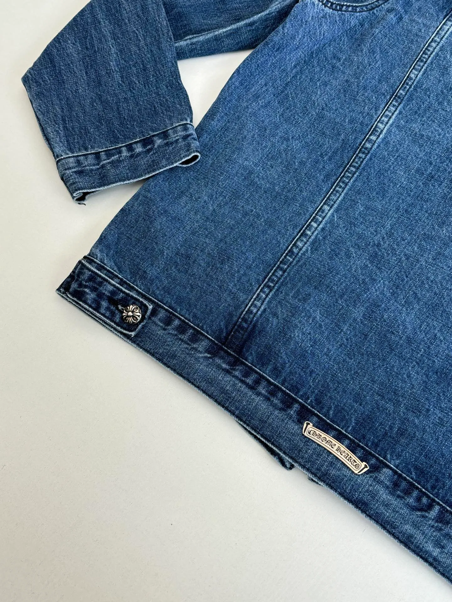 P540 Chrome Heart*/Chrome Heart Ch plain washed denim denim jacket jacket Size: S/M/L/XL